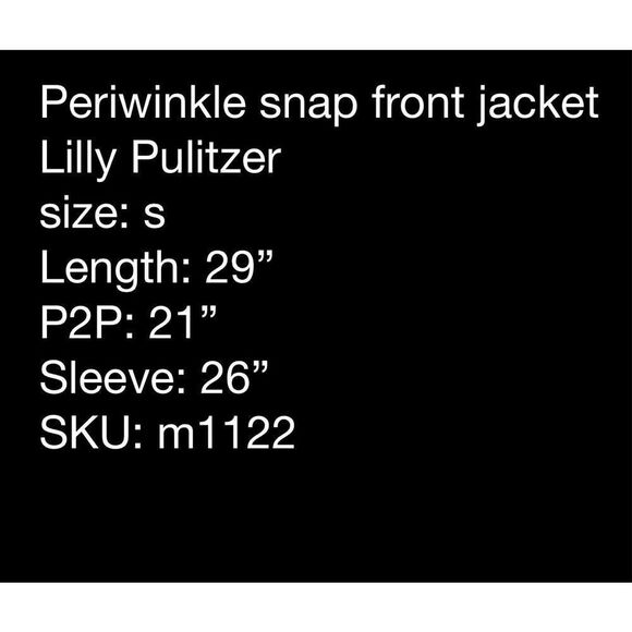 Lilly Pulitzer periwinkle snap front quilted jacket - size s - Picture 7 of 7